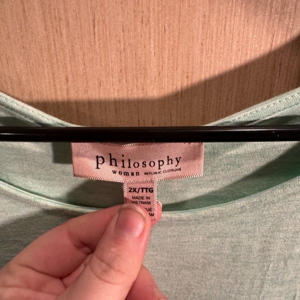 Philosophy Mint Green Short Sleeve Top Size 2X - Picture 2 of 3